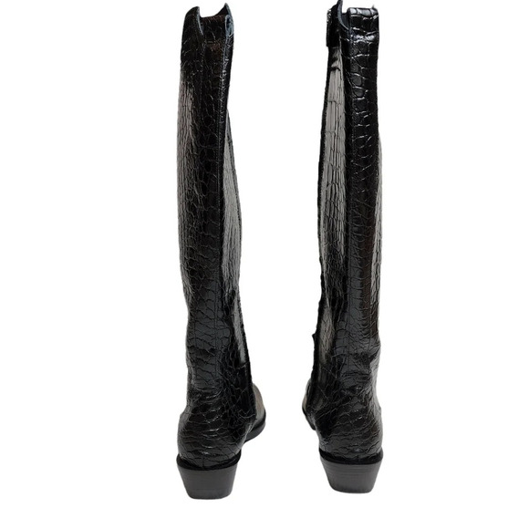 Sigerson Morrison Jaden Black Croc Leather Tall Boots Size 37.5 New - Picture 7 of 16